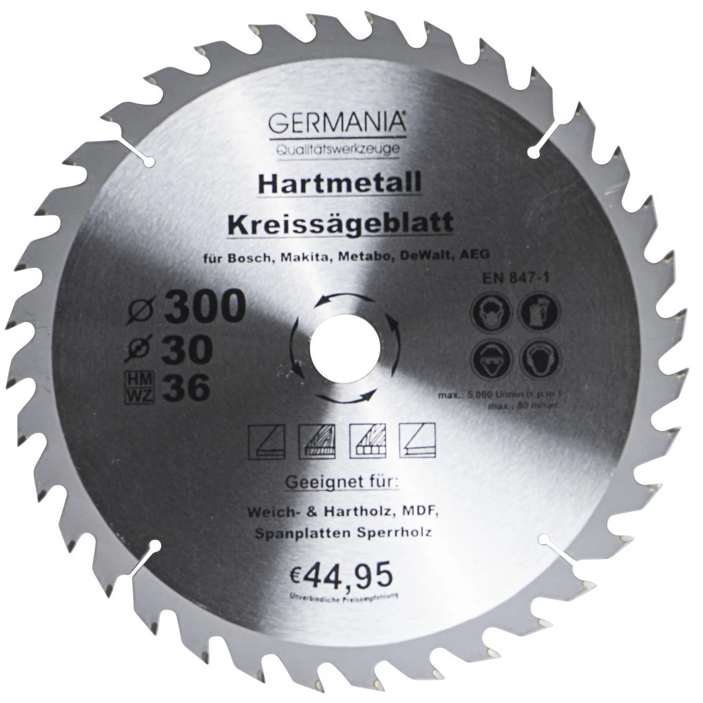 GERMANIA HM Kreissägeblatt Ø 300mm, 36 Zähne Für Holz