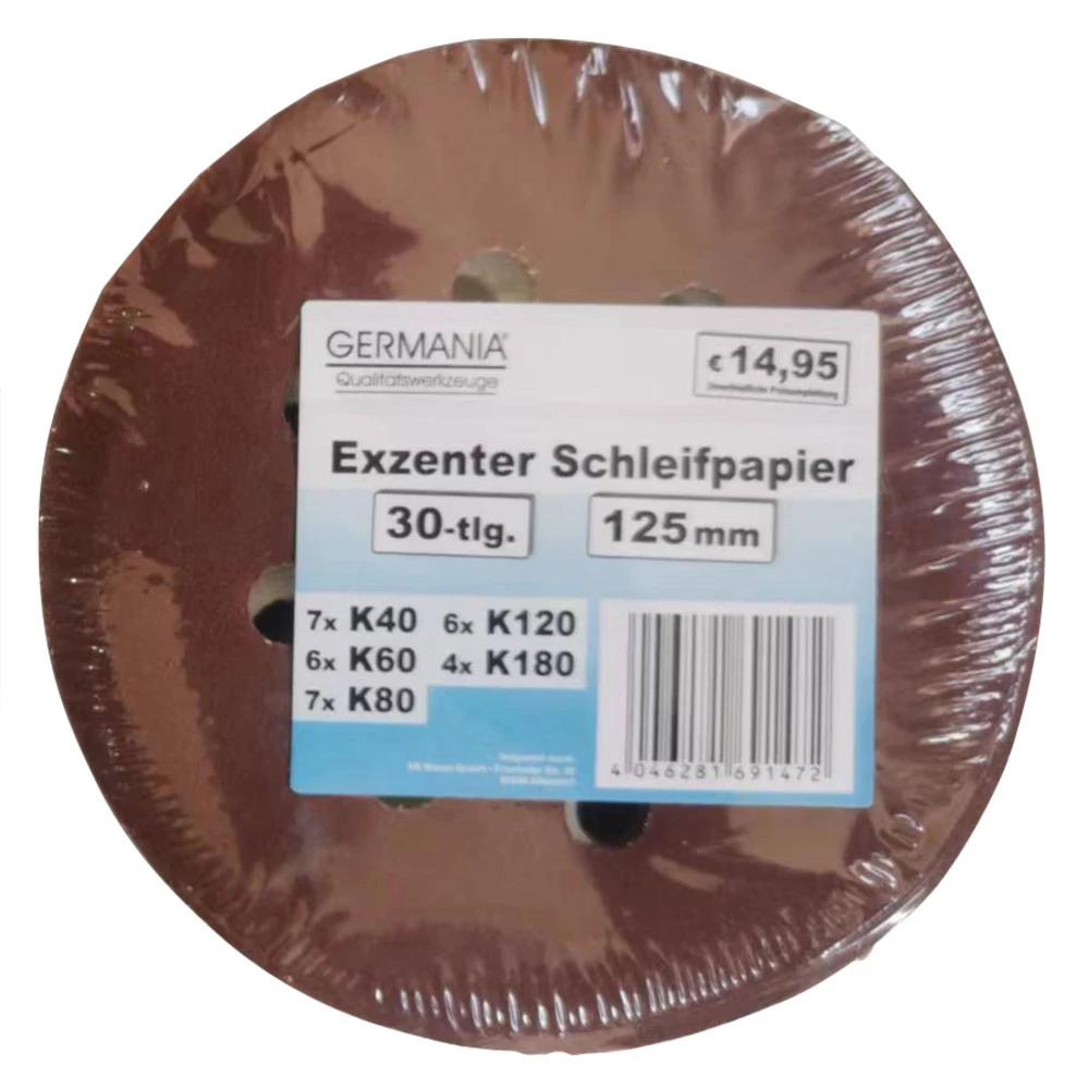 GERMANIA Schleifpapier-Set 30-teilig 125 Mm Von K40-180 FĂŒr Exzenterschleifer